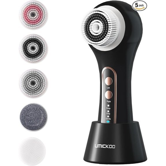 UMICKOO Electric Facial Cleansing Brush with 5 Brush Heads