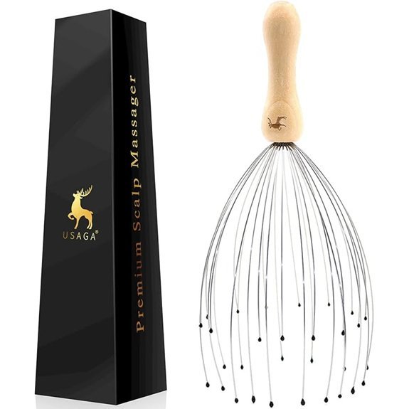 USAGA 32 Fingers Head Massager with Wood Handle