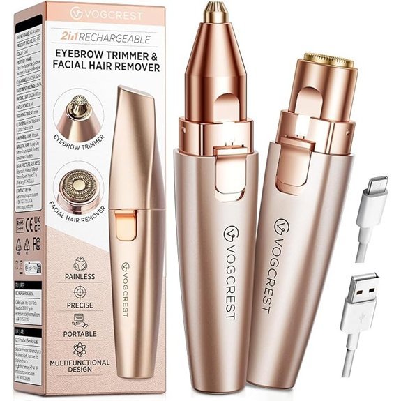 VG VOGCREST 2-in-1 Rechargeable Eyebrow & Facial Trimmer