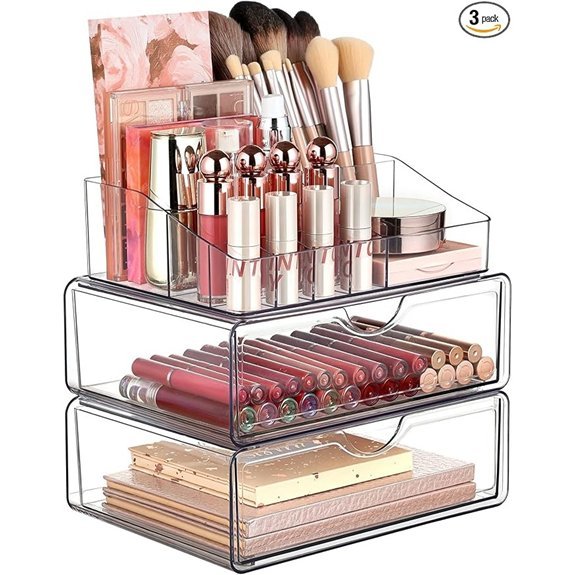 Vtopmart 3 Tier Clear Makeup Organizer with Drawer