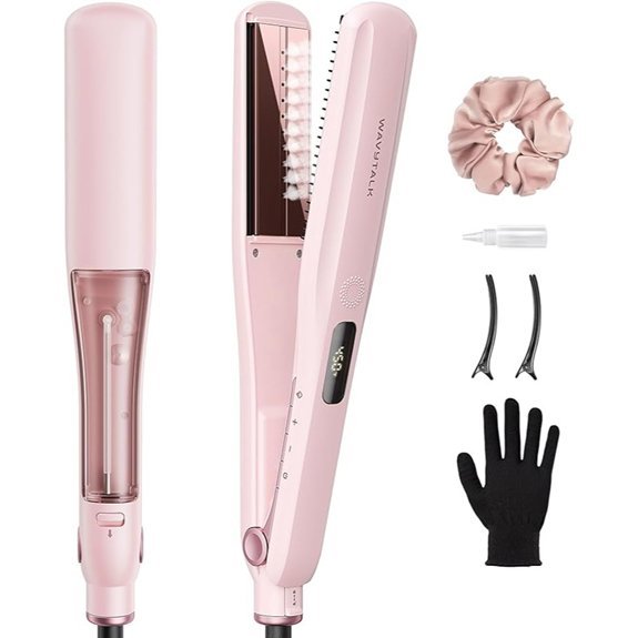 Wavytalk Steam Hair Straightener 1.38 Nano Titanium Flat Iron (Sakura Pink)
