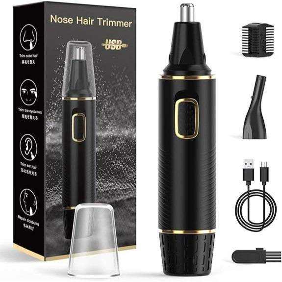 XOOMRSCP Rechargeable 2-in-1 Nose and Ear Hair Trimmer (Black)